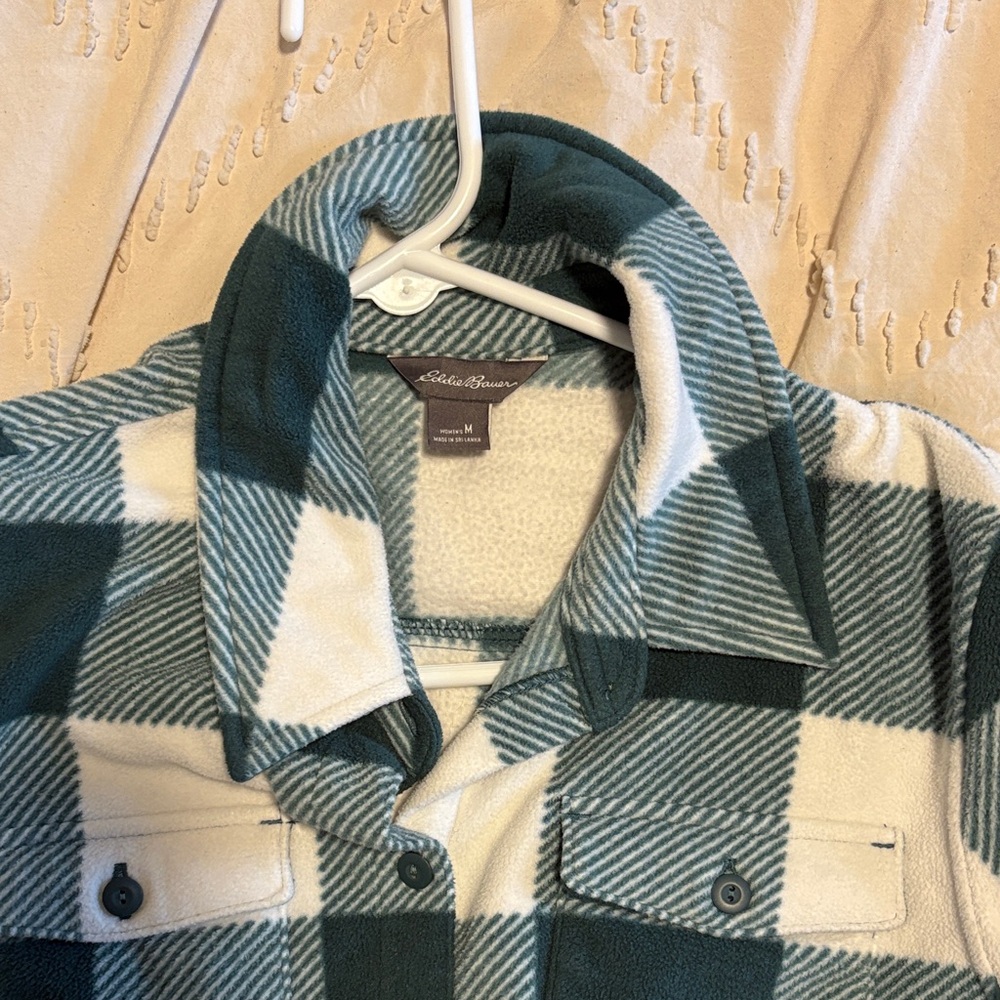 Eddie Bauer Teal and Cream Checkered Jacket